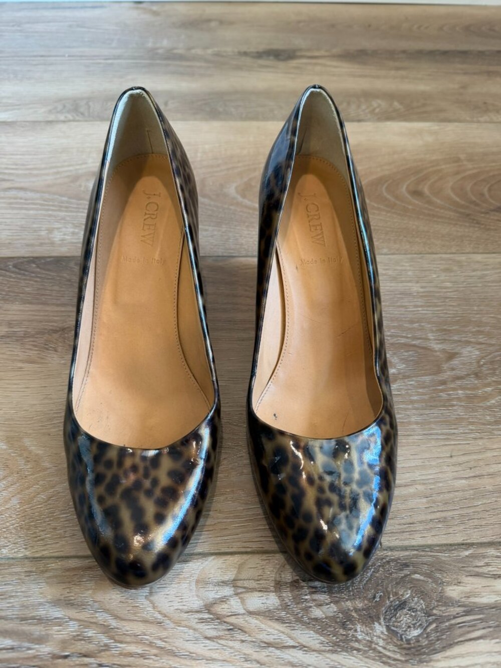 J Crew Patent Tortoiseshell Wedges 9.5